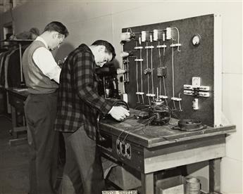 (VOCATIONAL SCHOOL--LEARN BY DOING) An album documenting the New England Technical Institute, with approximately 60 photographs.